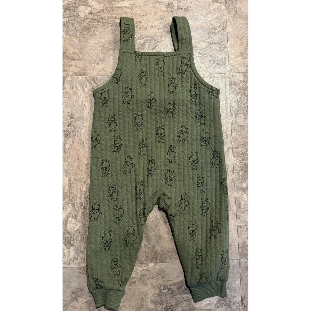 Disney Winnie the Pooh Overalls Green Classic Character Baby 18M Casual